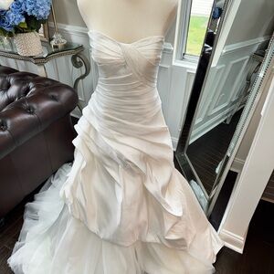 Strapless Ivory Wedding Gown with Draped Skirt